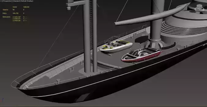 sailboat 3D model ship with boat Low-poly 3D model