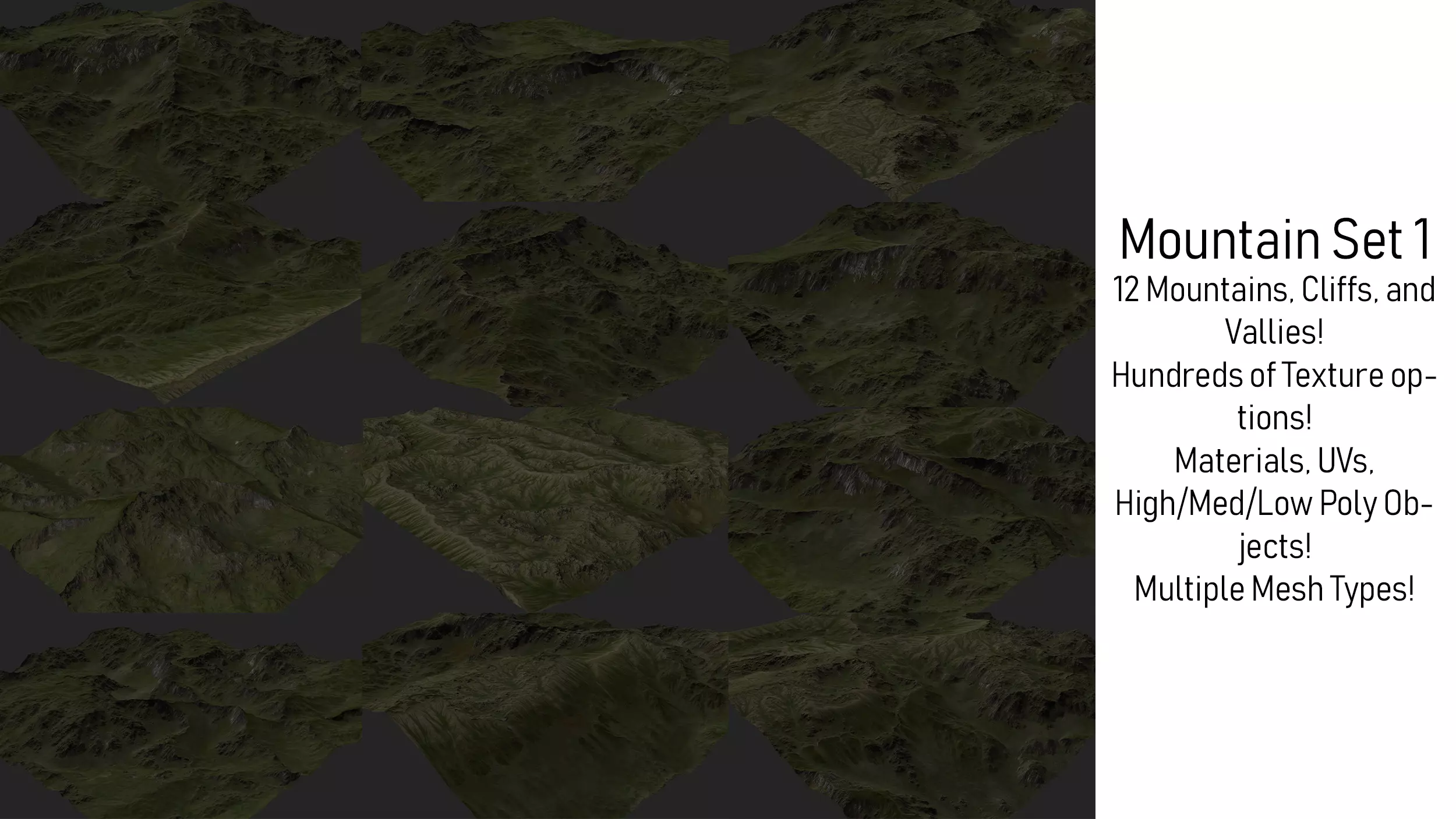 Mountain Set 1 Low-poly 3D model_0
