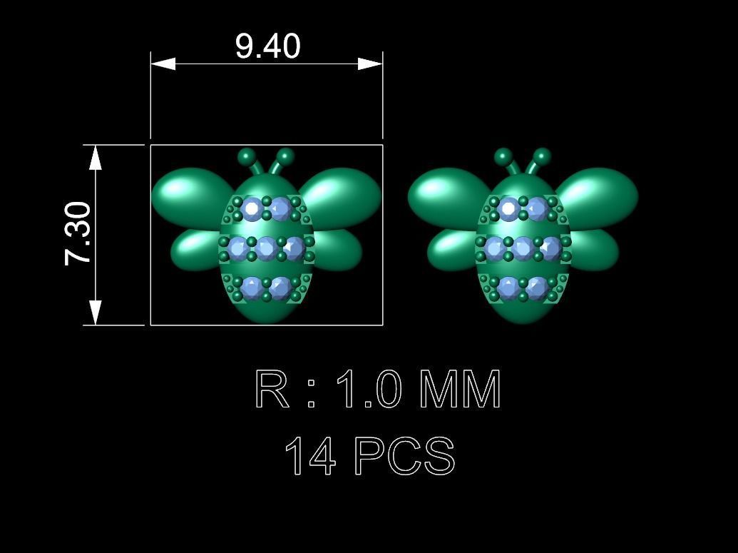 Bee stud 3D print model_1