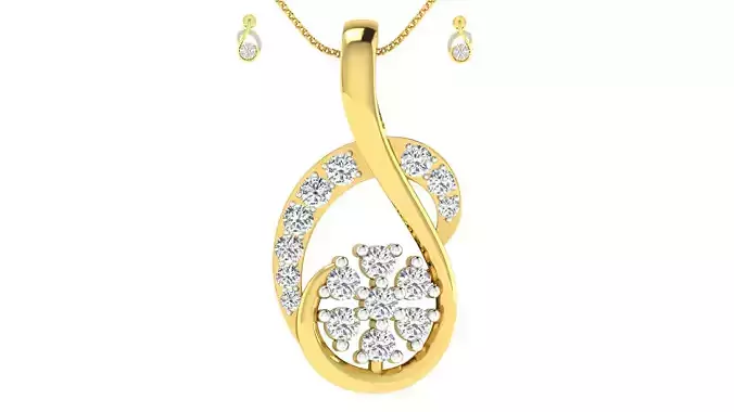 Women pendant earrings set 3dm mgx render detail 