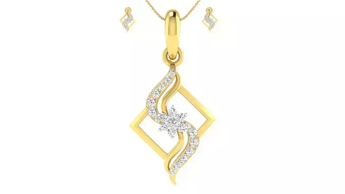 Women pendant earrings set 3dm mgx render detail 