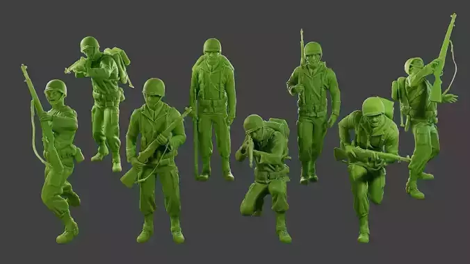 American soldier ww2 A1 Pack 3D Model Collection