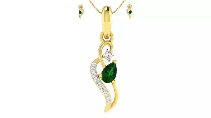 Women pendant earrings set 3dm mgx render detail 