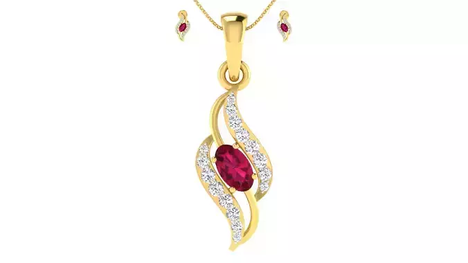 Women pendant earrings set 3dm mgx render detail 