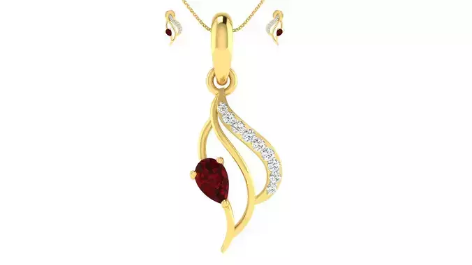 Women pendant earrings set 3dm mgx render detail 