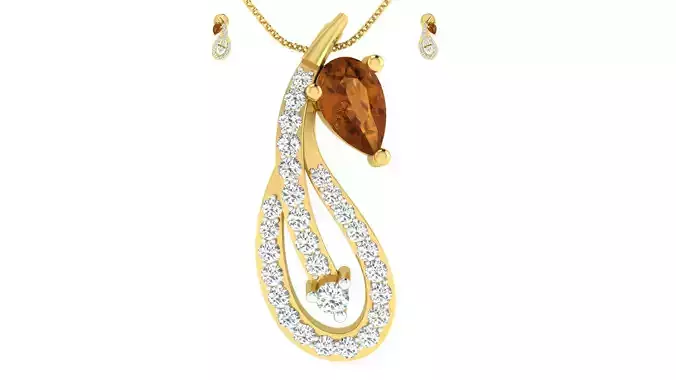 Women pendant earrings set 3dm mgx render detail 