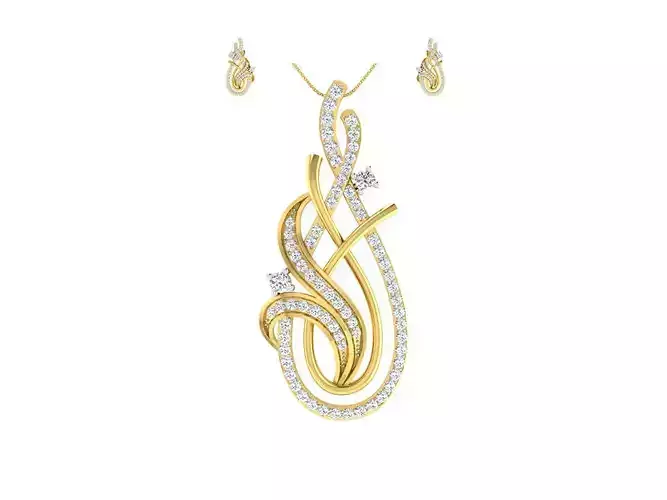 Women pendant earrings set 3dm mgx render detail  3D print model