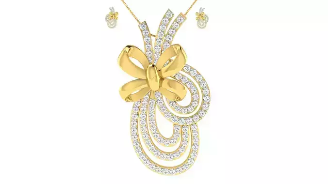 Women pendant earrings set 3dm mgx render detail 