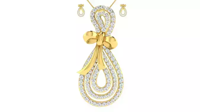Women pendant earrings set 3dm mgx render detail 