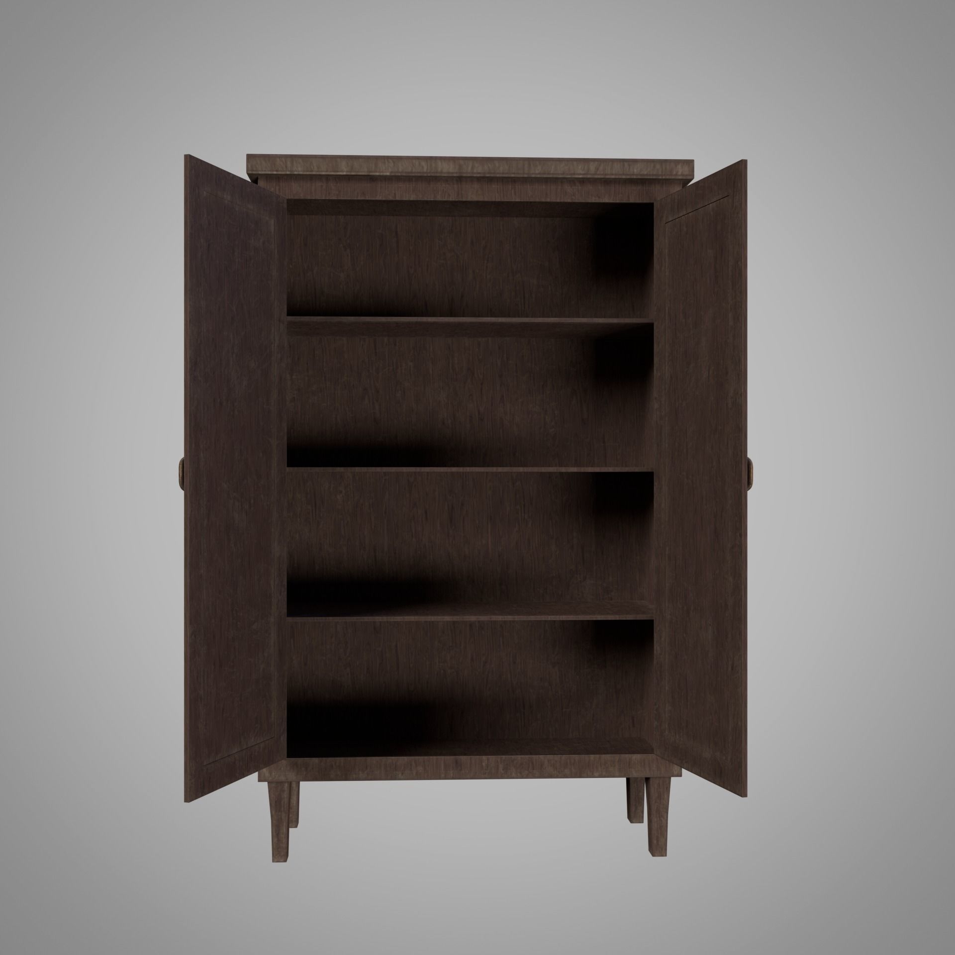Old Wooden Cabinet Low-poly 3D model_4
