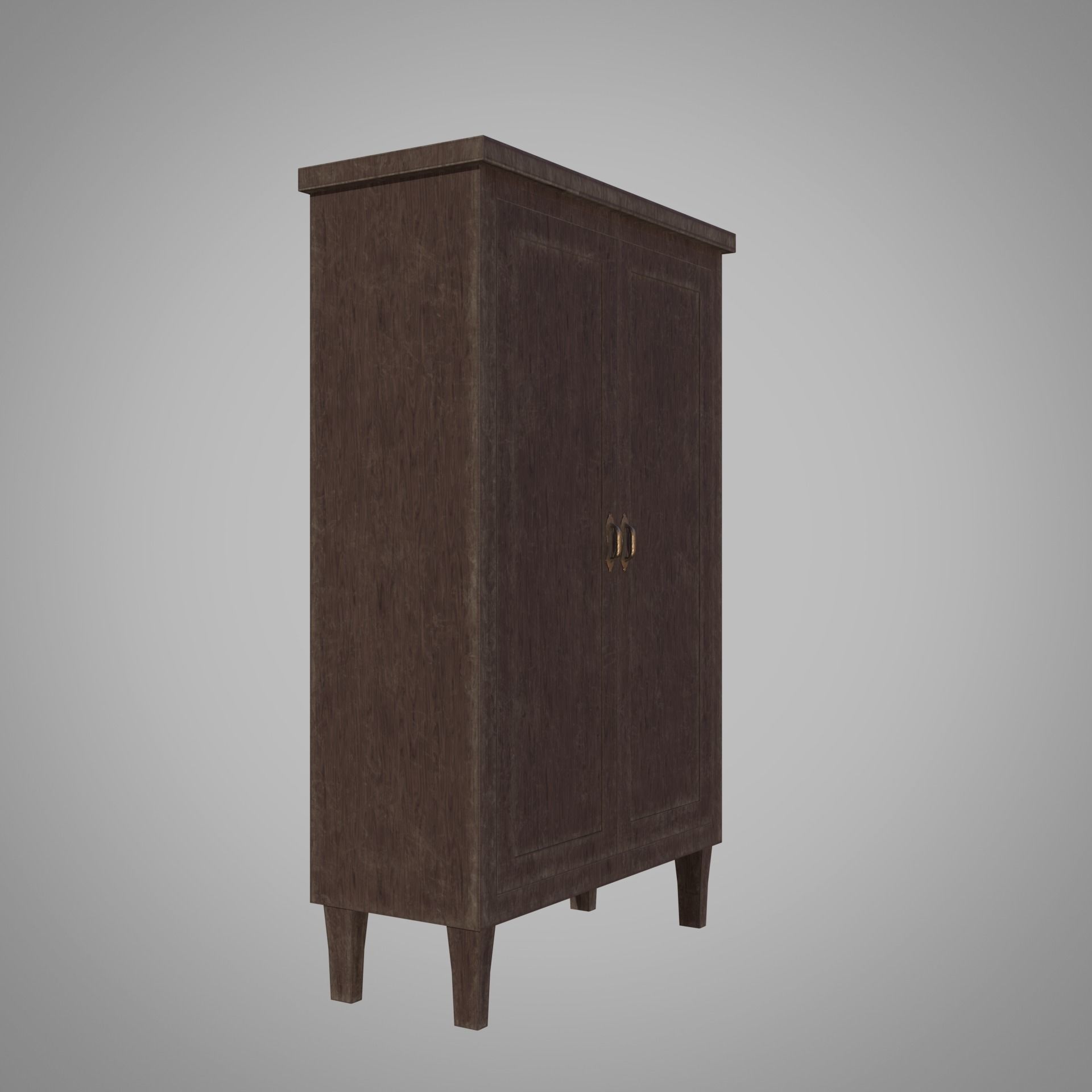 Old Wooden Cabinet Low-poly 3D model_3