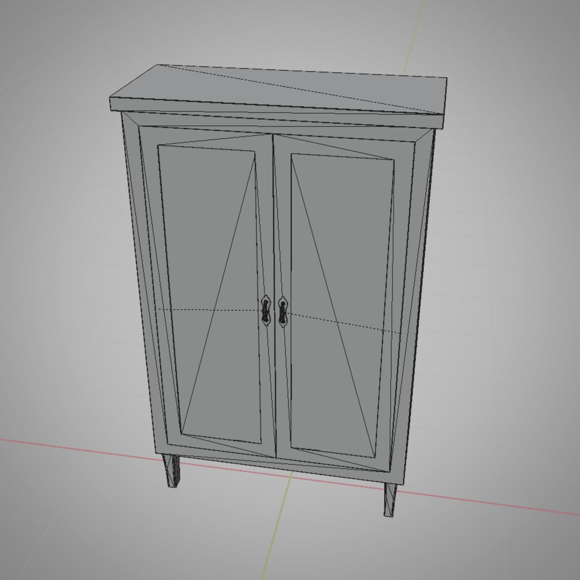 Old Wooden Cabinet Low-poly 3D model_5