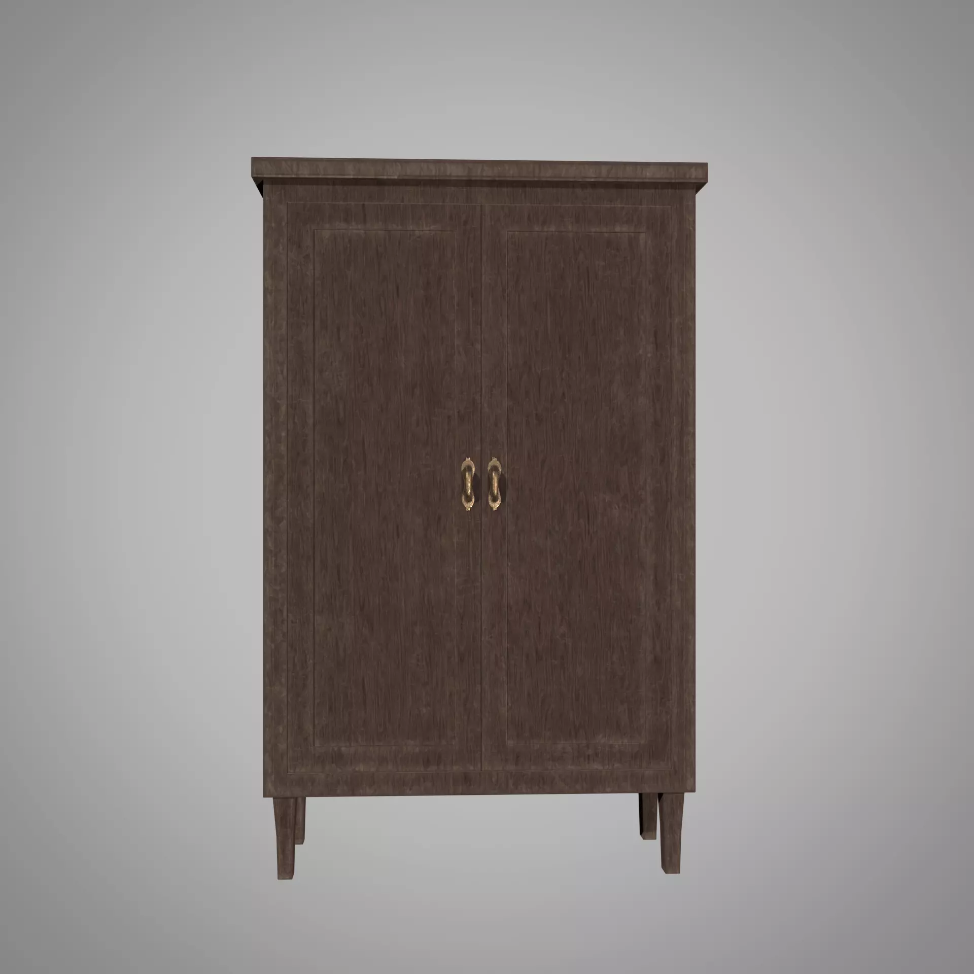 Old Wooden Cabinet Low-poly 3D model_0