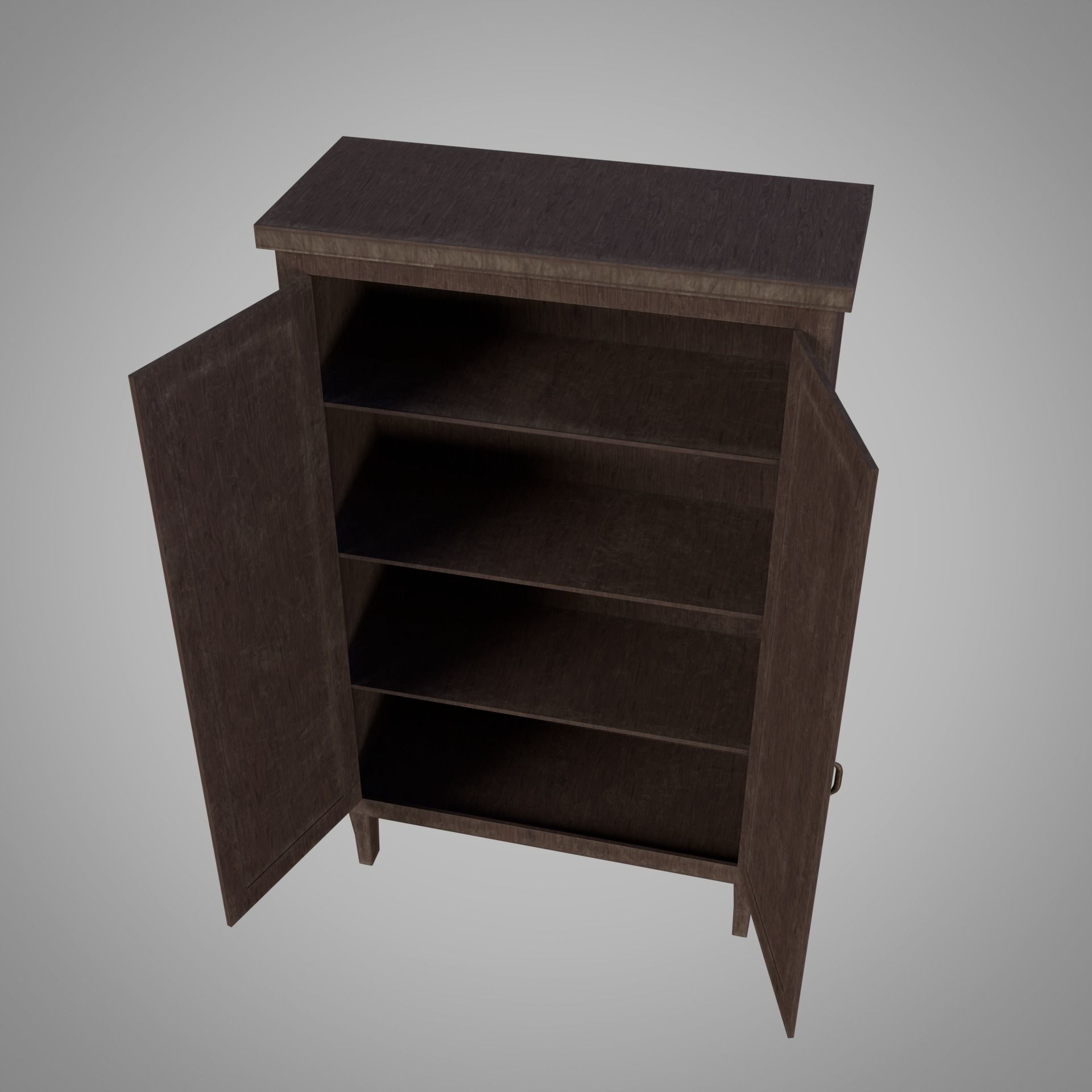 Old Wooden Cabinet Low-poly 3D model_6