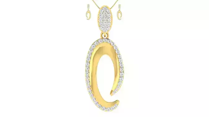 Women pendant earrings set 3dm mgx render detail 