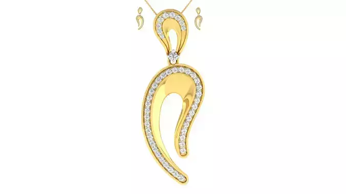 Women pendant earrings set 3dm mgx render detail  3D print model
