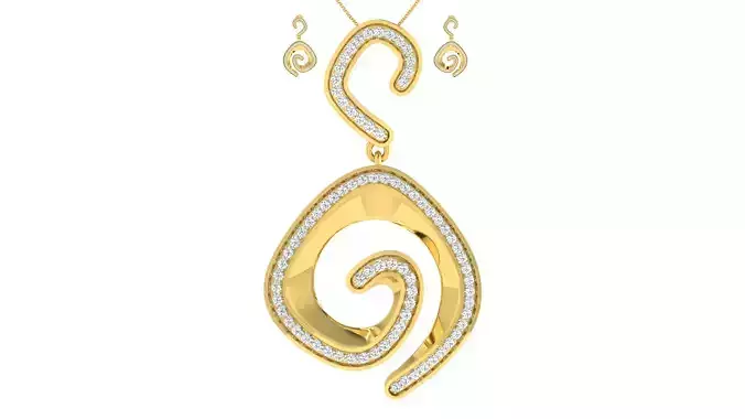 Women pendant earrings set 3dm mgx render detail  3D print model