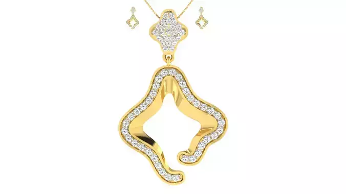 Women pendant earrings set 3dm mgx render detail  3D print model