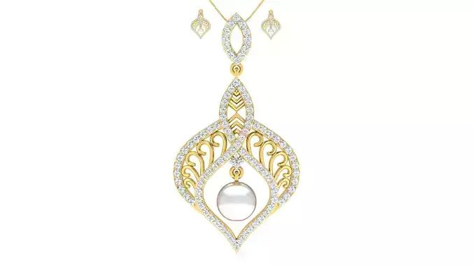 Women pearl pendant earrings set 3dm mgx render detail  3D print model