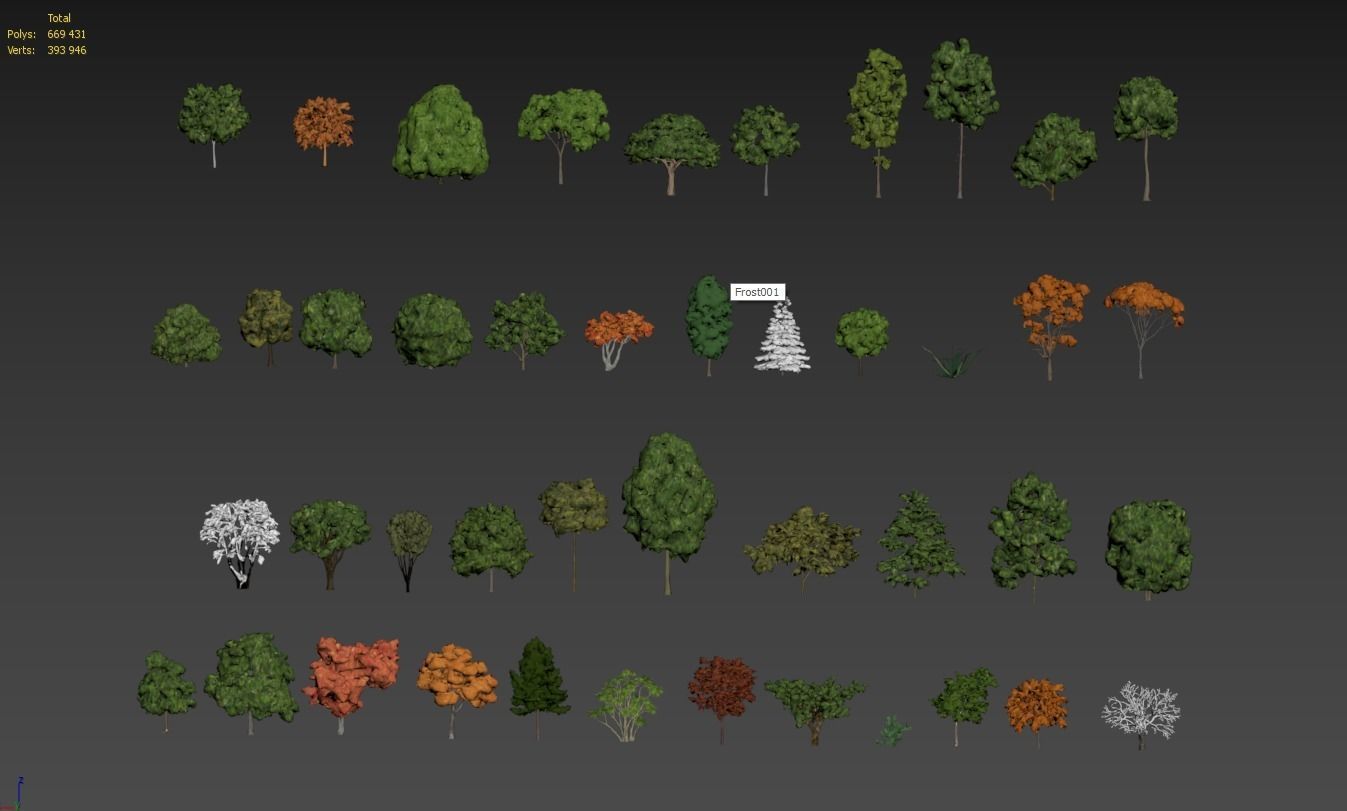 Low Poly Forest Summer Autumn Winter Stylish Low-poly 3D model_3