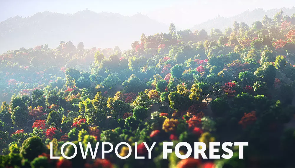 Low Poly Forest Summer Autumn Winter Stylish Low-poly 3D model_0