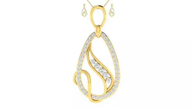 Women pendant earrings set 3dm mgx render detail 