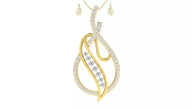 Women pendant earrings set 3dm mgx render detail 