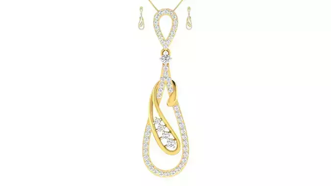 Women pendant earrings set 3dm mgx render detail 