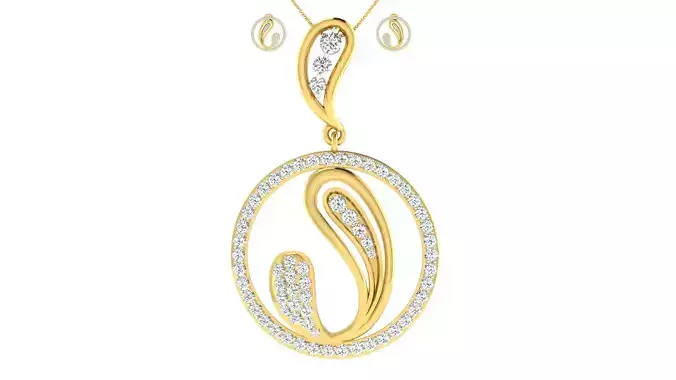 Women pendant earrings set 3dm mgx render detail  3D print model