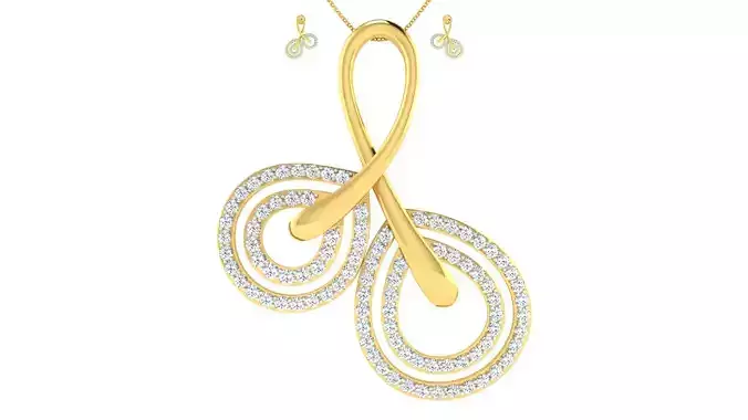 Women pendant earrings set 3dm mgx render detail 
