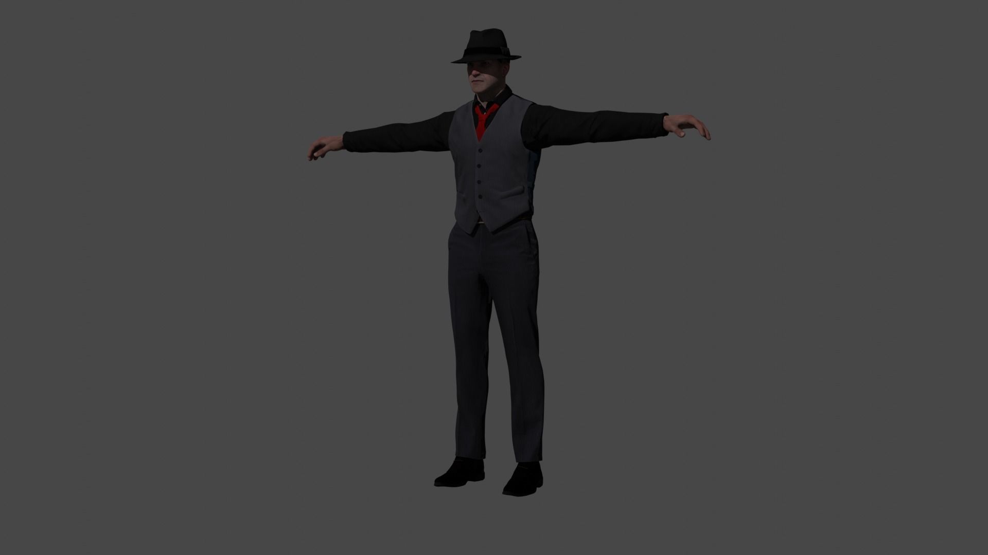 Detective Noir 3d model SkeletalAndAnimated Low-poly 3D model_4