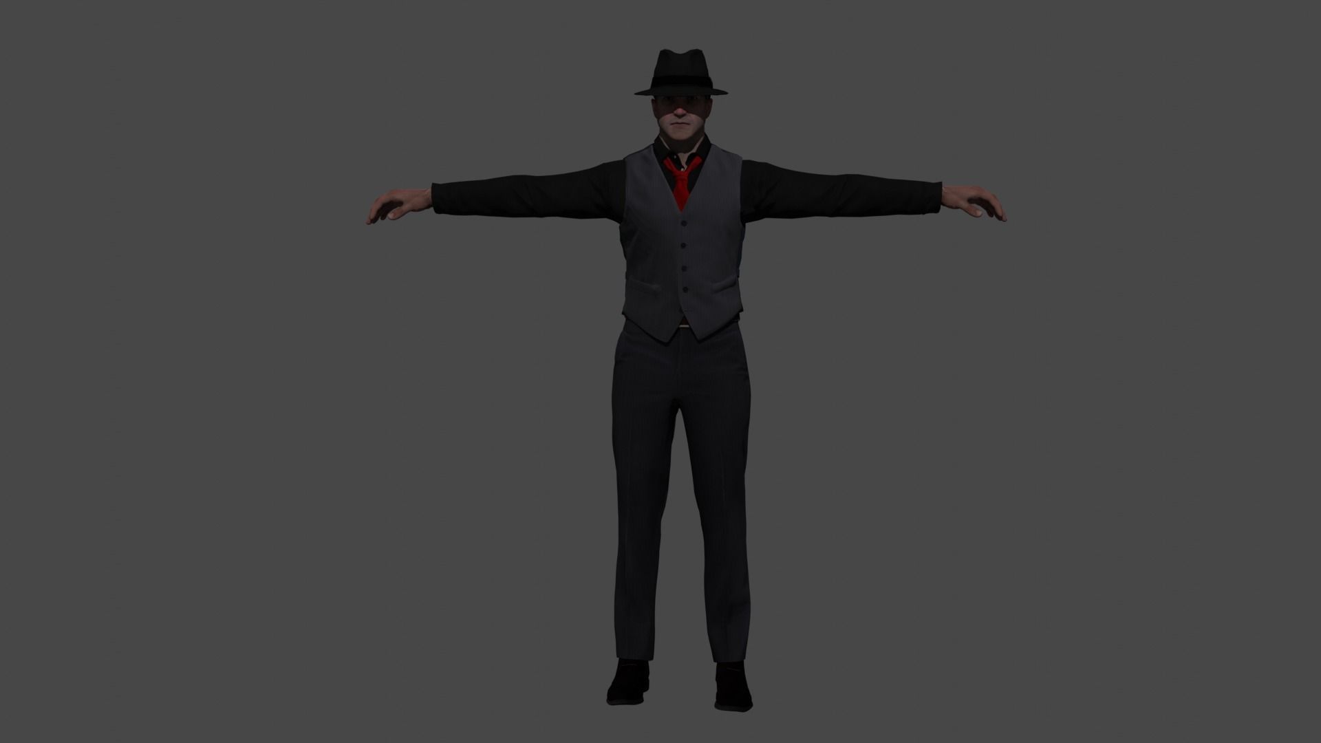 Detective Noir 3d model SkeletalAndAnimated Low-poly 3D model_3