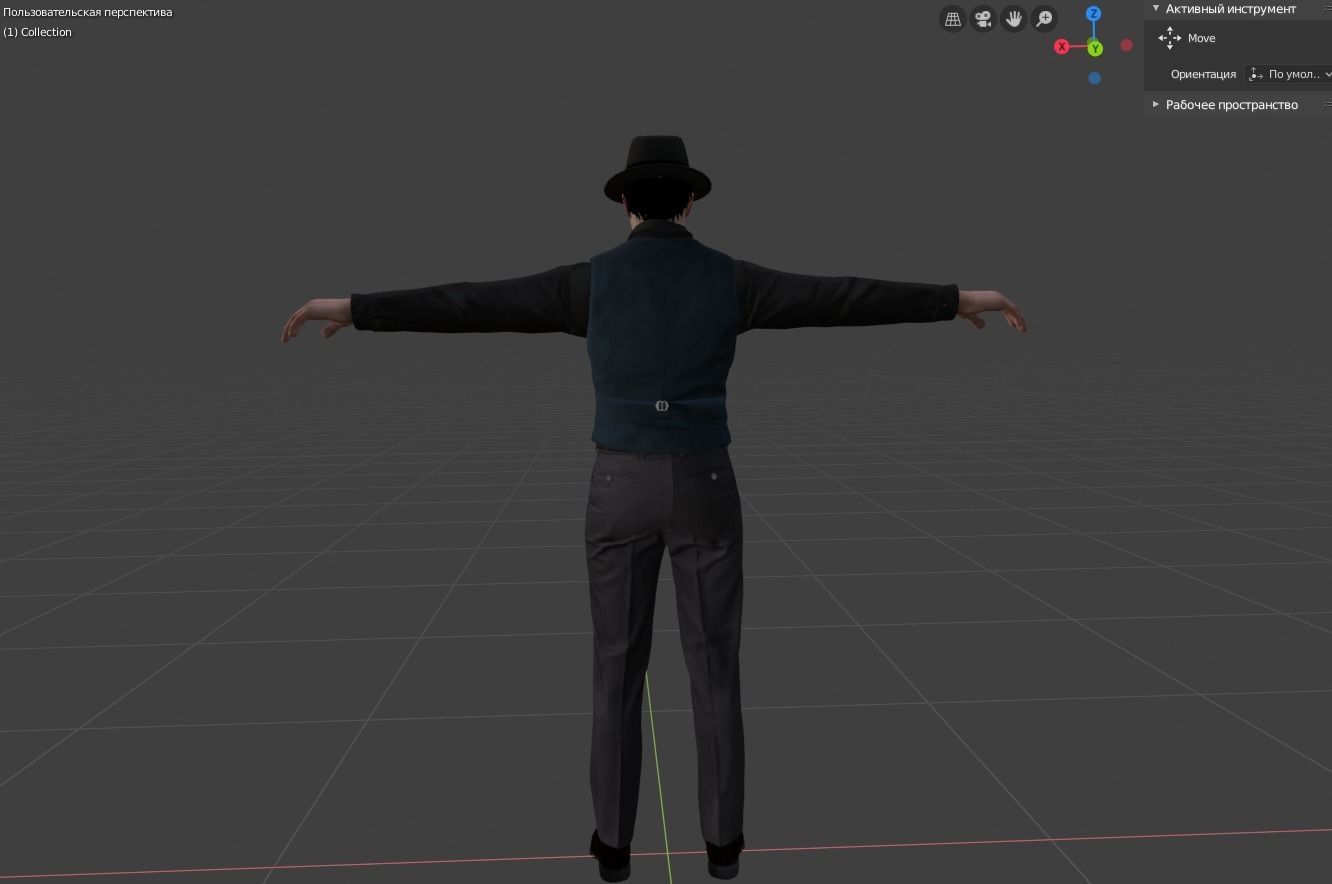 Detective Noir 3d model SkeletalAndAnimated Low-poly 3D model_1