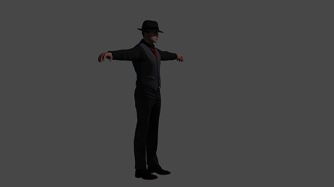 Detective Noir 3d model SkeletalAndAnimated Low-poly 3D model