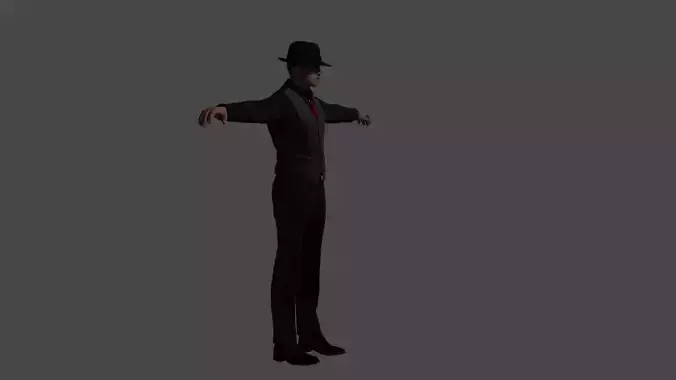 Detective Noir 3d model SkeletalAndAnimated Low-poly 3D model
