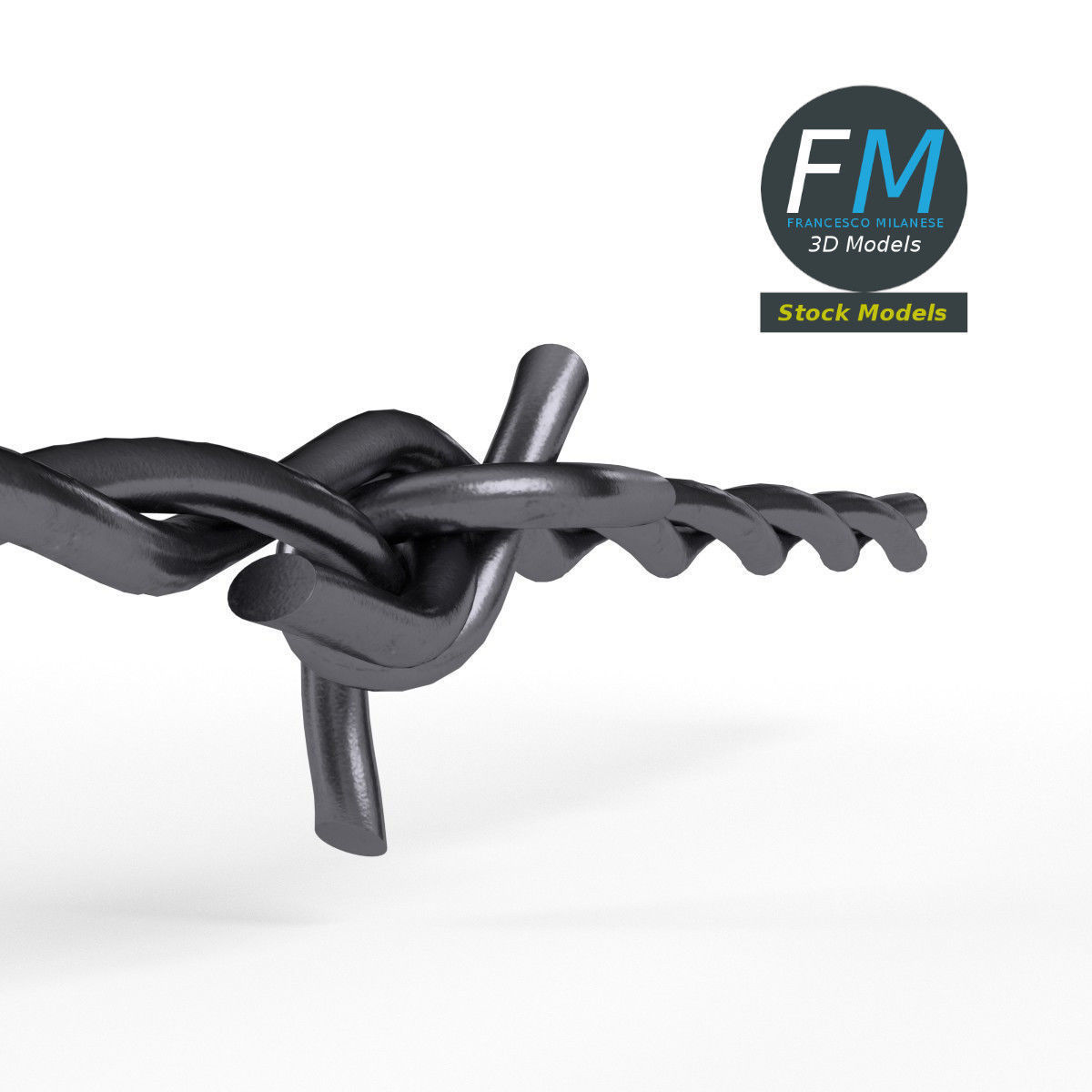 Barbed wire part 3D model_4