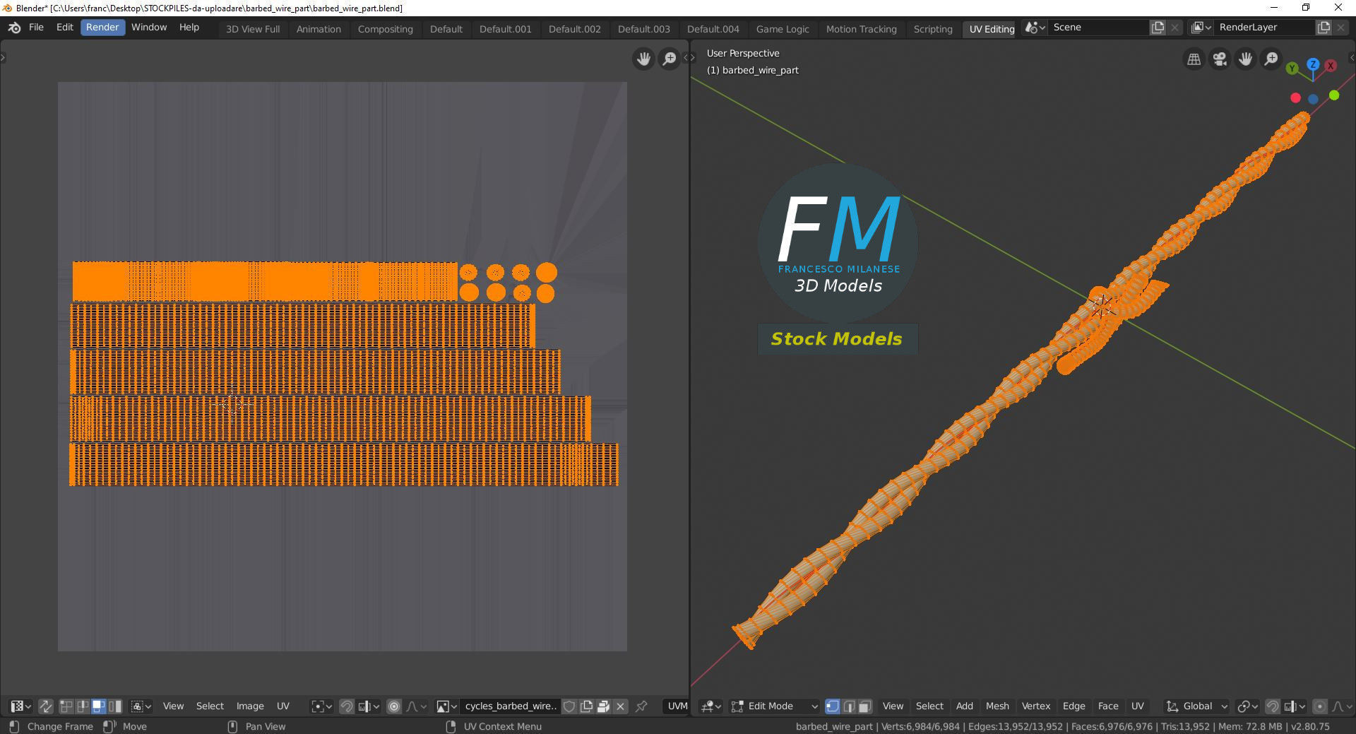 Barbed wire part 3D model_10