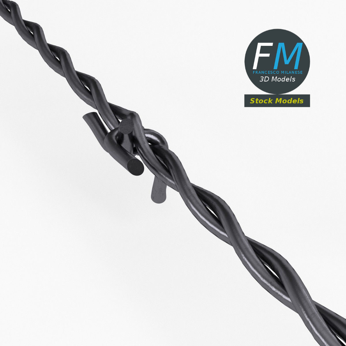 Barbed wire part 3D model_2