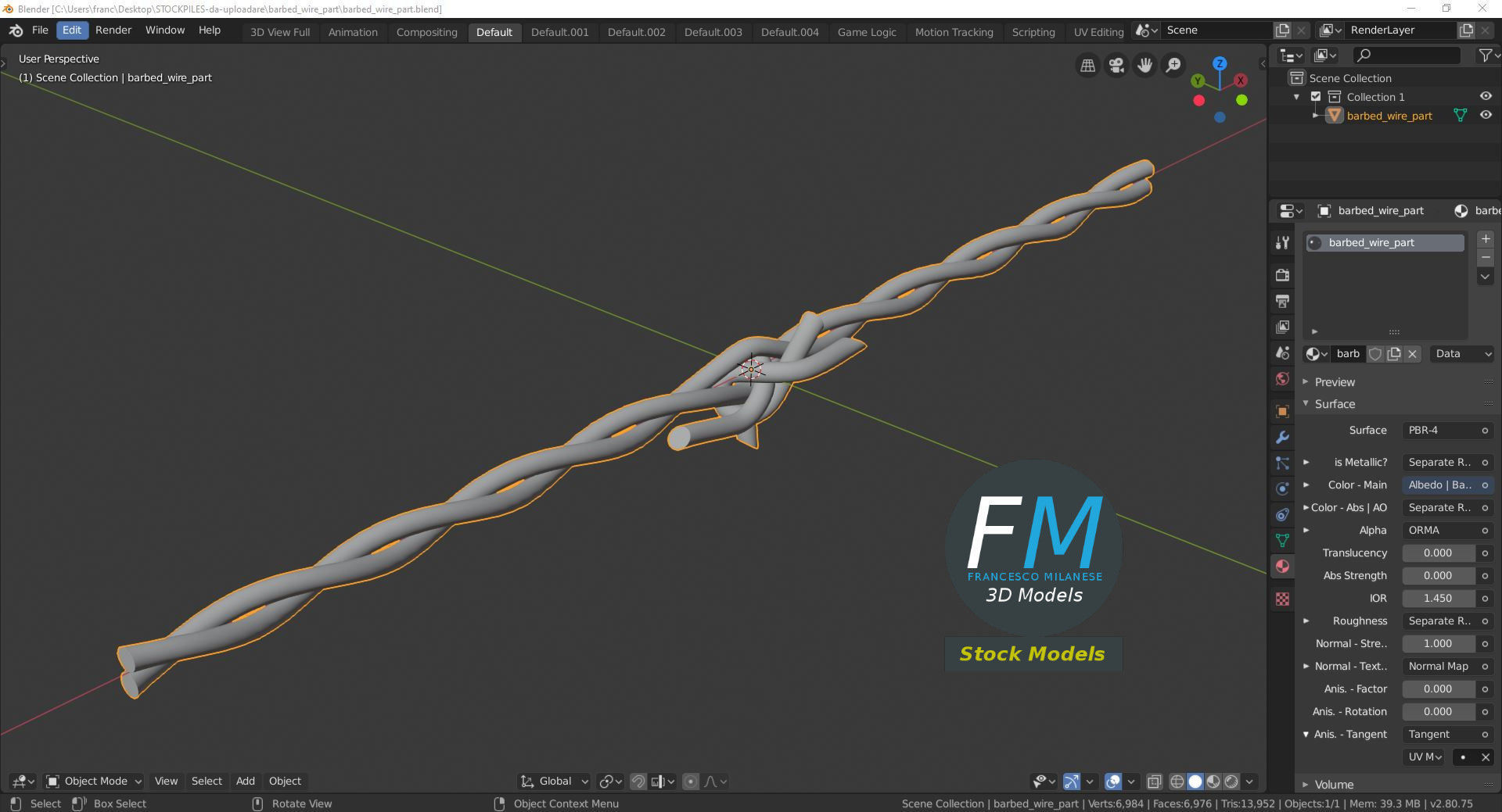 Barbed wire part 3D model_9