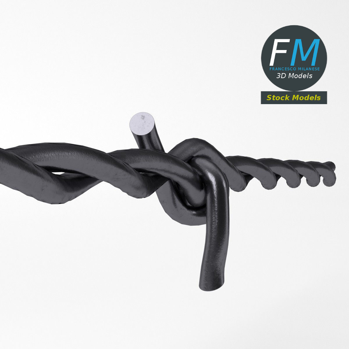 Barbed wire part 3D model_5