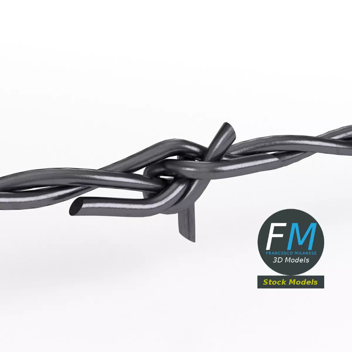 Barbed wire part 3D model_0