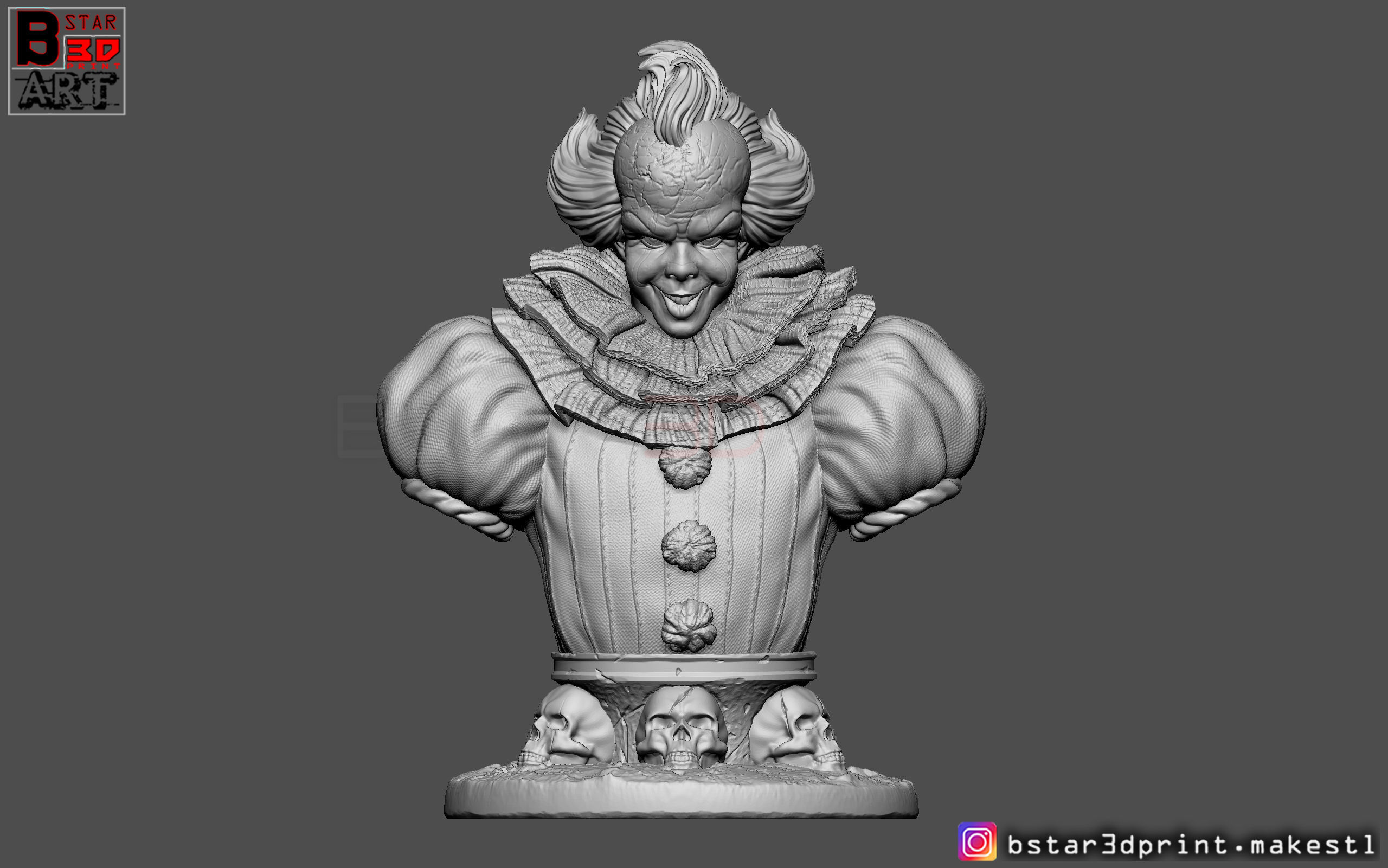 pennywise  Bust High quality - IT chapter Two - Halloween  3D print model_7