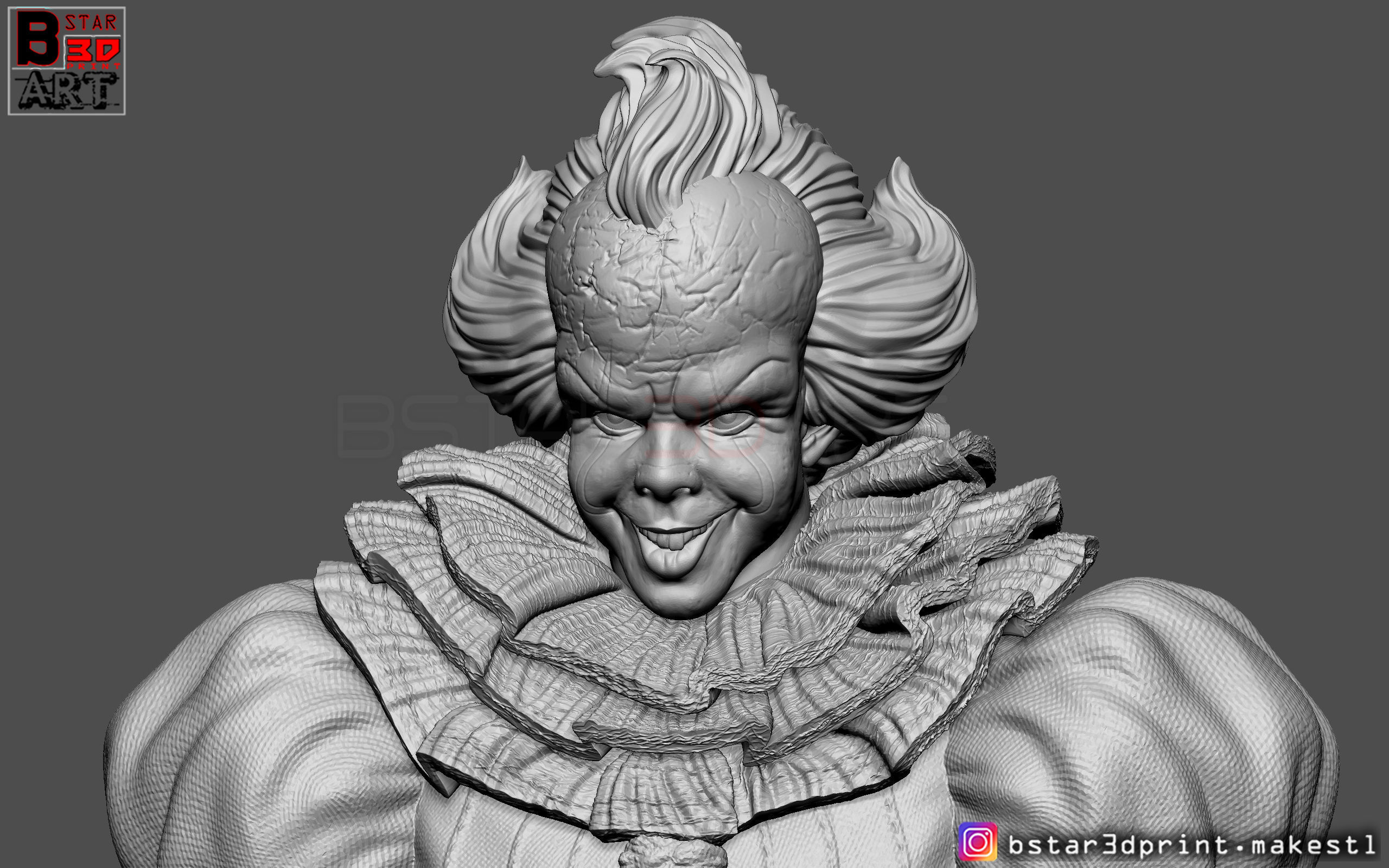 pennywise  Bust High quality - IT chapter Two - Halloween  3D print model_14