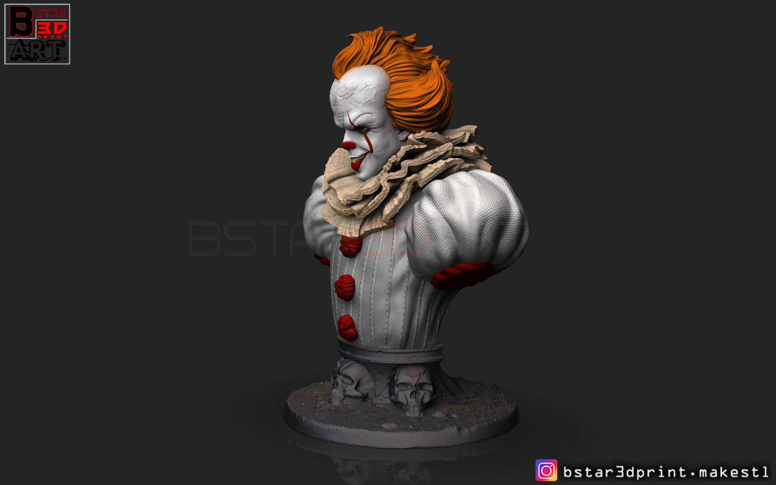 pennywise  Bust High quality - IT chapter Two - Halloween  3D print model_3
