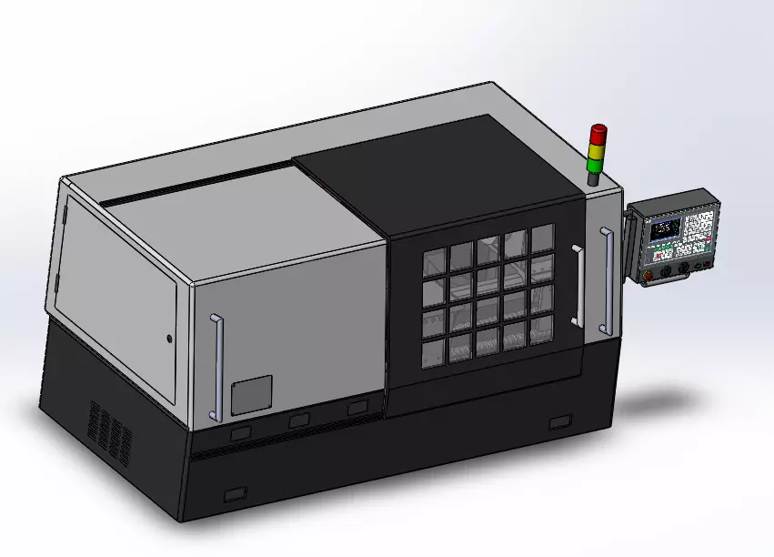 CNC double spindle lathe 3D model
