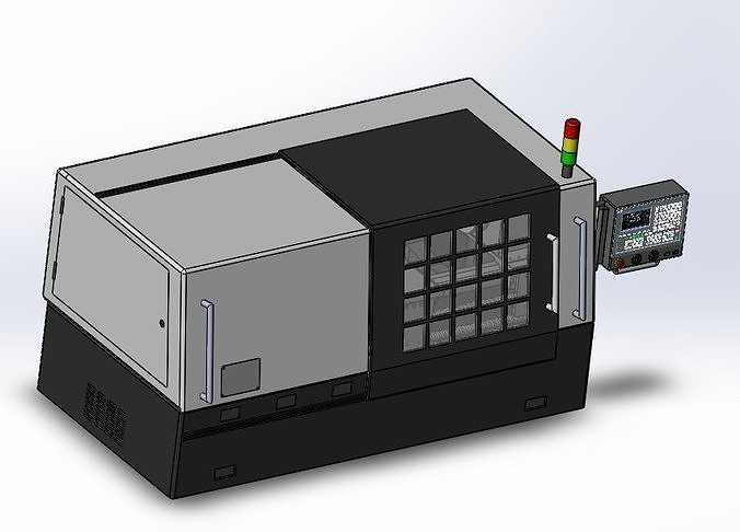 CNC double spindle lathe 3D model