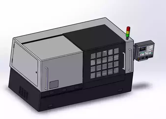 CNC double spindle lathe 3D model