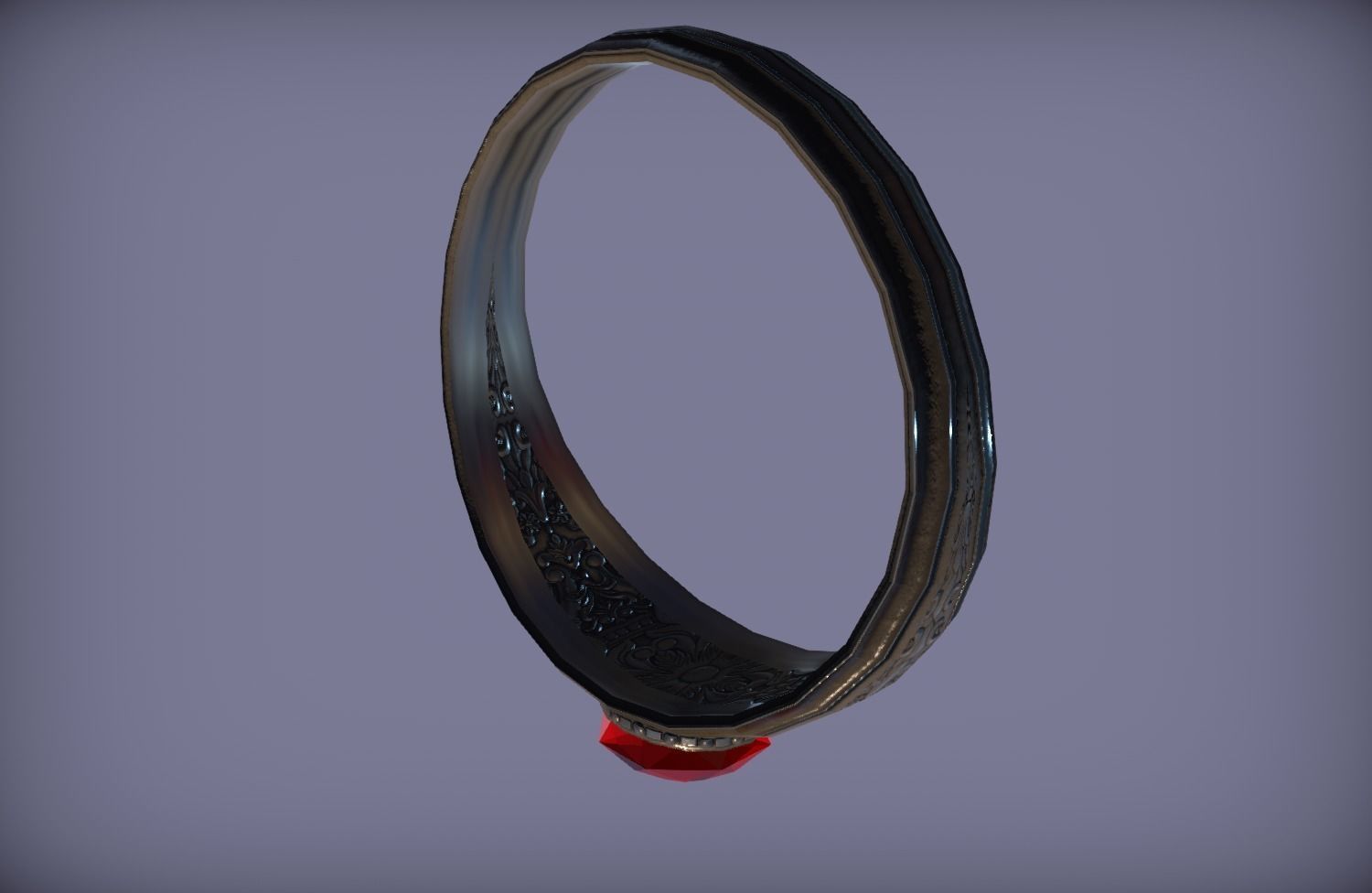 Ancient Silver Ring - PBR Game Ready model Low-poly 3D model_5