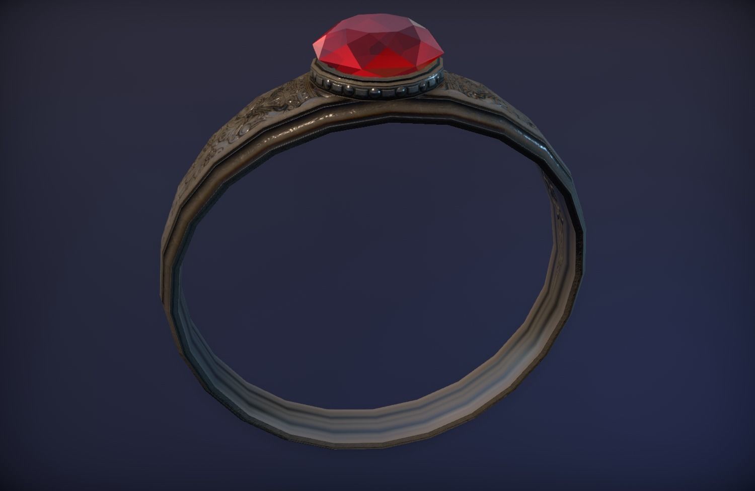 Ancient Silver Ring - PBR Game Ready model Low-poly 3D model_1