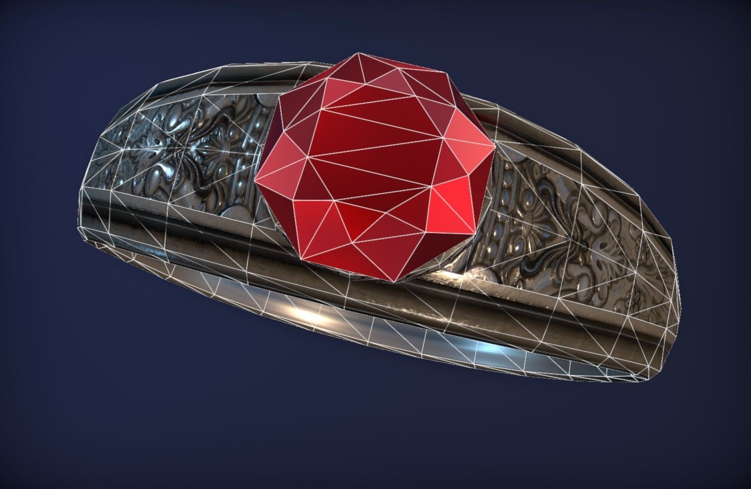 Ancient Silver Ring - PBR Game Ready model Low-poly 3D model_19